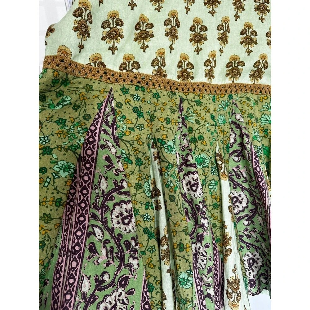Free People Boho Patchwork Print Babydoll Tunic Top Size XS